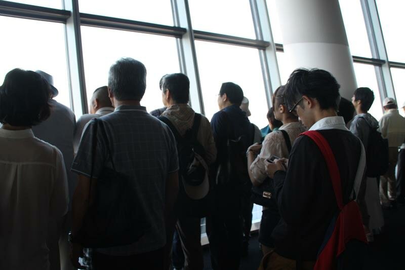 The crowds at the observation deck at Tokyo Skytree